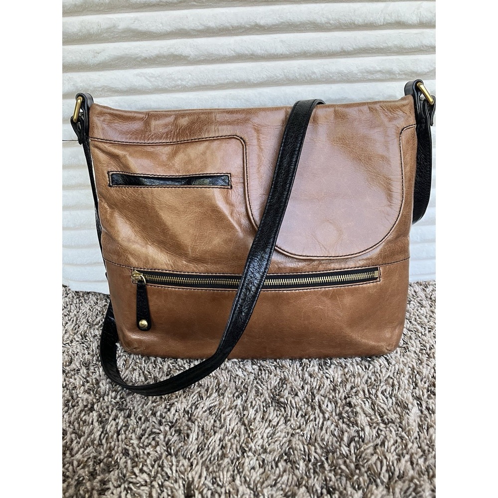 Hobo International Brown Glazed Structured Leather Crossbody